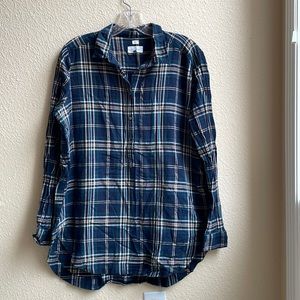 Loft Long Sleeve Plaid Button Down Tunic Size L